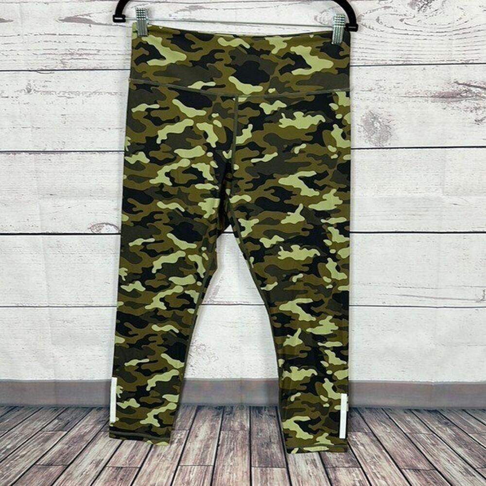 Zyia Leggings Womens 12 Green Camo High Rise‎ Stretch LNT Light N Tight